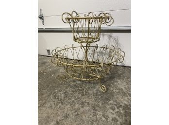 ANTIQUE METAL 2 TIER BASKET