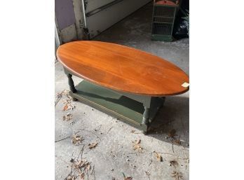 OVAL WOOD COFFEE TABLE MADE BY DAVID T. SMITH 47.5x23x18