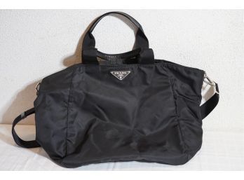 PRADA BLACK TRAVEL BAG DUFFLE STYLE