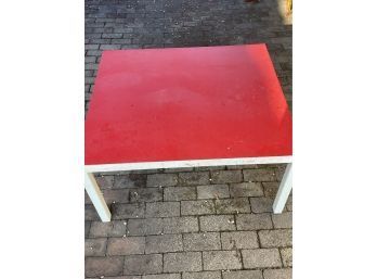 VINTAGE DECO STYLE RED AND WHITE WOOD COFFEE TABLE