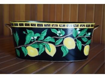 HAND PAINTED METAL BASKET,