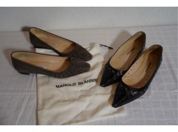 LOT OF 2 MANOLO BLAHNIK WOMEN'S FLAT AND HEELS SHOE,  SIZE 40