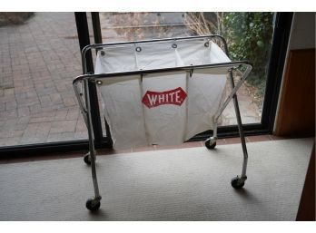 VINTAGE LAUNDRY CART ON WHEELS