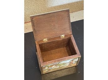 WOOD TRICKET BOX WITH GLASS INSERT SIDES, 5X3 INCHES