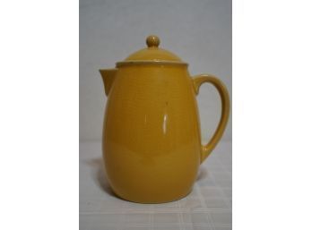 PORCELAIN YELLOW TEA KETTLE STAMPED FRANCE, 8IN HEIGHT