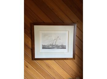 FRAMED THE 'AMERICA' SCHOONER BOAT CLASSIC PRINT, 27X32 INCHES