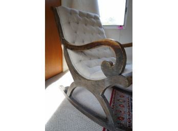 ANTIQUE STYLE WOOD ROCKING CHAIR CUSTOM CUSHION BULIT IN.