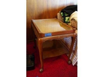 ANTIQUE GLASS TOP SIDE TABLE