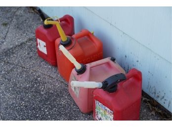 LOT OF 4 RED GALLON GAS HOLDER