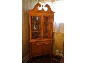 SOLID WOOD CORNER CABINET WITH GLASS DOORS