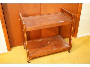 VINTAGE WOOD BAR CART ON WHEELS