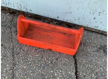 RED RUSTIC WOODEN TOOL TRAY