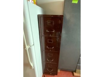 VINTAGE BROWN METAL FILING CABINET