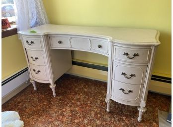 ANTIQUE WHITE 7 DRAWER DESK