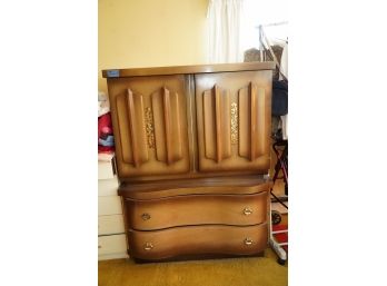 TWO DRAWER ANTIQUE WOODEN TALLBOY