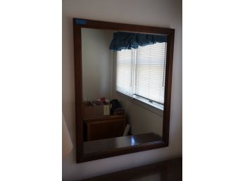 MID-CENTURY HANGING WOOD MIRROR, 31X39 INCHES