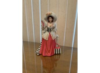 1994 PORCELAIN ALBEE AWARD FIGURINE STRIPED DRESS (9.5 INCHES HEIGHT)