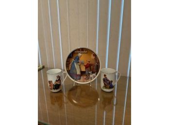 NORMAN ROCKWELL CUP AND PLATE SET