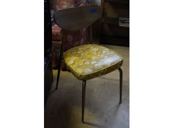 VINTAGE WOOD CHAIR WITH GREEN PATTERN CUSHION