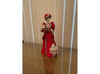 PORCELAIN ALBEE AWARD FIGURINE RED DRESS (HEIGHT 9.5 INCHES)