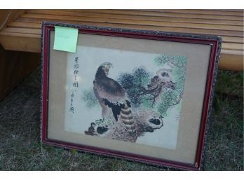 ASIAN STYLE PRINT OF A HAWK 21.5X16.5 INCHES