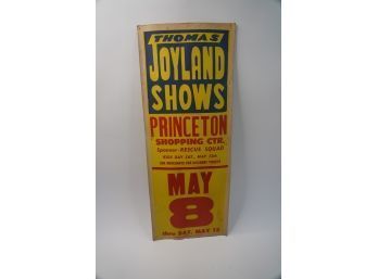 WOW! RARE THOMAS JOYLAND SHOWS PRINCETON SHOPPING CTR. POSTER