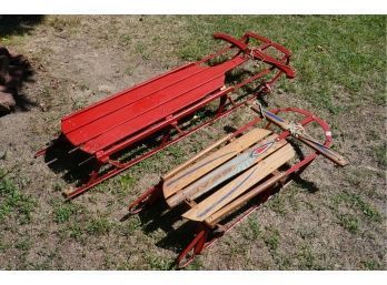 NOT ONE BUT TWO VINTAGE WINTER SLEDS