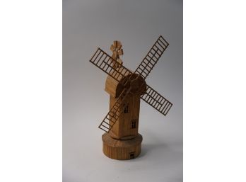 HAND BUILT WOOD WINDMILL 13IN HIGH