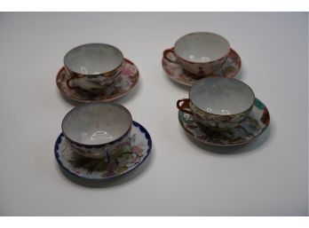 LOT OF 4 ASSORTED ASIAN STYLE PORCELAIN TEA CUPS