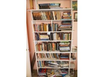 MASSIVE BUNDLE OF ASSORTED BOOKS WITH BOOKSHELF