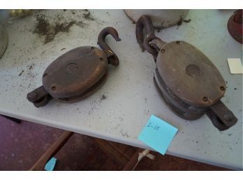 LOT OF TWO ANTIQUE PULLEYS