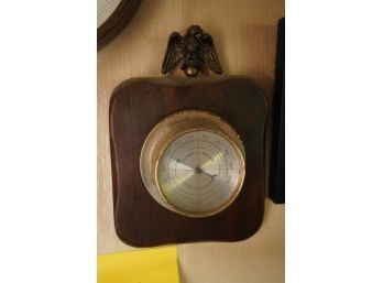 ANTIQUE HUMIDITY METER WITH TOP BRASS HAWK