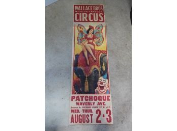 LOCAL HISTORY ON LONG ISLAND! WALLCE BROS CIRCUS ADVERTISEMENT POSTER  14X48 INCHES