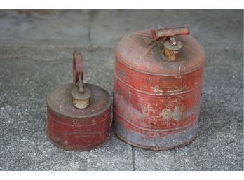 LOT OF 2 VINTAGE METAL GAS TANKS