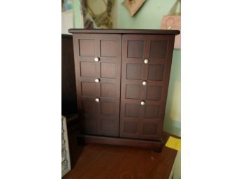 SMALL 2 DOORS WOOD JEWELRY CABINET