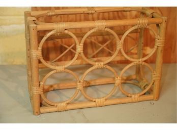 SMALL VINTAGE WICKER STYLE WINE RACK