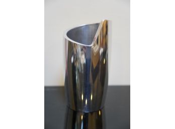 VINTAGE NAMBE STUDIO 1998 METAL VASE, 8IN HIGH