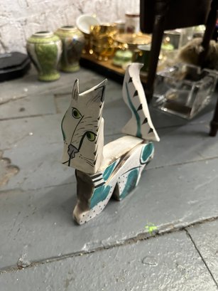 Kitty Sculpture Wooden Handmade Figurine