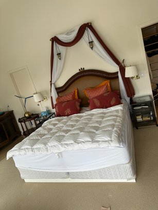 Elegant Pretty Moroccan Style Headboard And Bed Frame With 2 Mattress Covers And Pillows Sealy