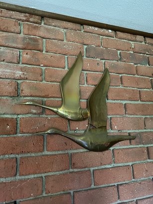 Vintage Solid Brass Flying Geese Wall Decor