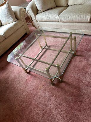 Vintage Brass And Glass Coffee Table
