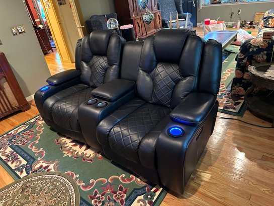 Stunning Like New Black Electric Recliners Modern With Led Cup Holders And Usb