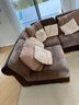 Elegant Vintage Brown Sectional Sofa With Pillows