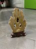 Vintage Carved Chinese Soapstone Bird And Foliage Sculpture