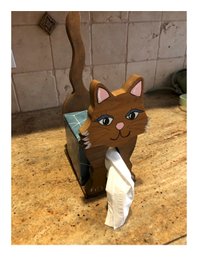 Wooden Cat Tissue Holder