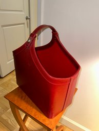 Lappas Red Leather Gift Basket With Top Handle