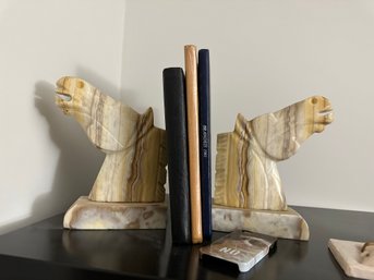 Vintage Marble Horse Head Bookends