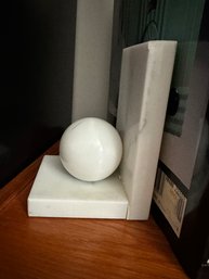 Marble Ball Bookend  White