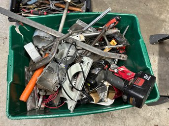 Storage Box With Tools (Steel Saw, Drill, Junction Box, And More)