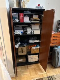 Vintage Brown Wardrobe With Shelves